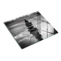 GLASPLATTE 60x52 cm Ausgleichssteine - Schwarz, Glas (60/0.4/52cm) - TULUP