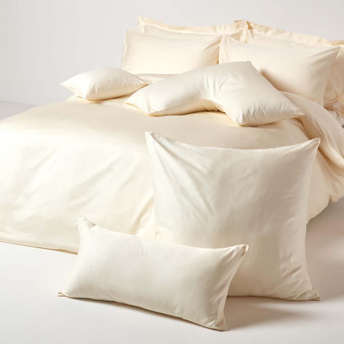 BIO-KISSENBEZUG Satin, Fadendichte 400 - Creme, Textil (40/40cm) - Homescapes
