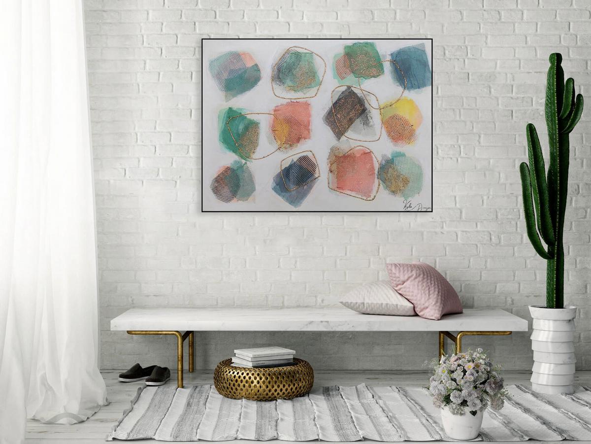 ACRYLBILD HANDGEMALT 100/75 cm - Beige/Weiß, Holz/Textil (100/75cm) - KUNSTLOFT