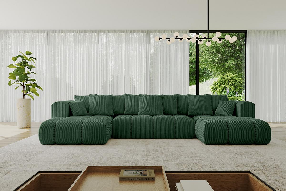 WOHNLANDSCHAFT CLOUD-U-v1 405x185x90 Grün Cord - Grün, Holzwerkstoff/Kunststoff (405/90/185cm) - ALTDECOR