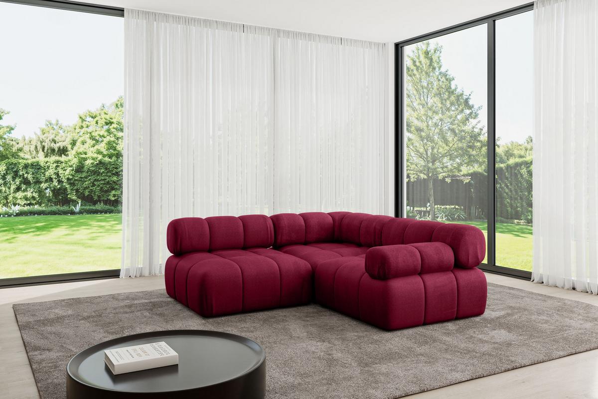 ECKSOFA modulares Sofa Mende-L1 - 190x190x70 cm Bordeauxrot Velours - Bordeaux, Holzwerkstoff/Textil (190/190cm) - ALTDECOR