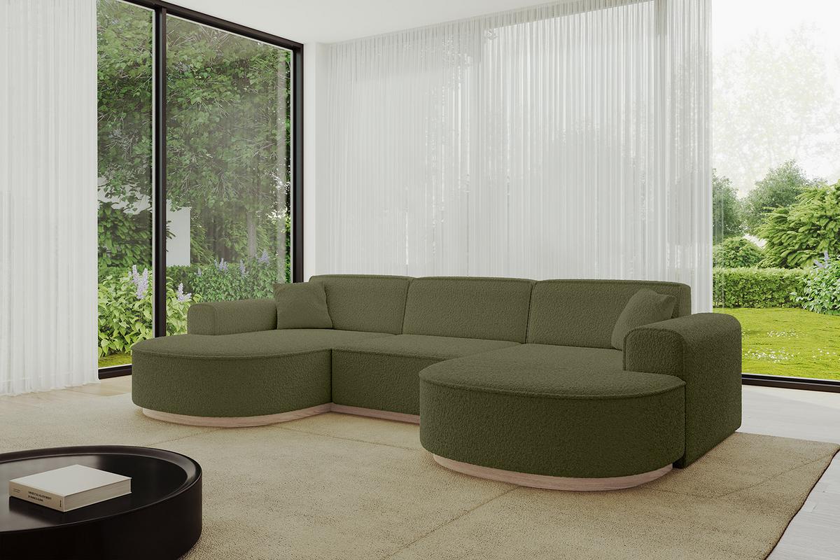 WOHNLANDSCHAFT MARI-U1-v1 - 303x171x83 cm Grün Bouclé - Grün, Holzwerkstoff/Textil (303/83/171cm) - ALTDECOR