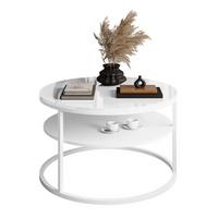 COUCHTISCH CIRI mit Regal Hochglanz - Weiß, Holzwerkstoff (70/70/48.6cm) - Lookway