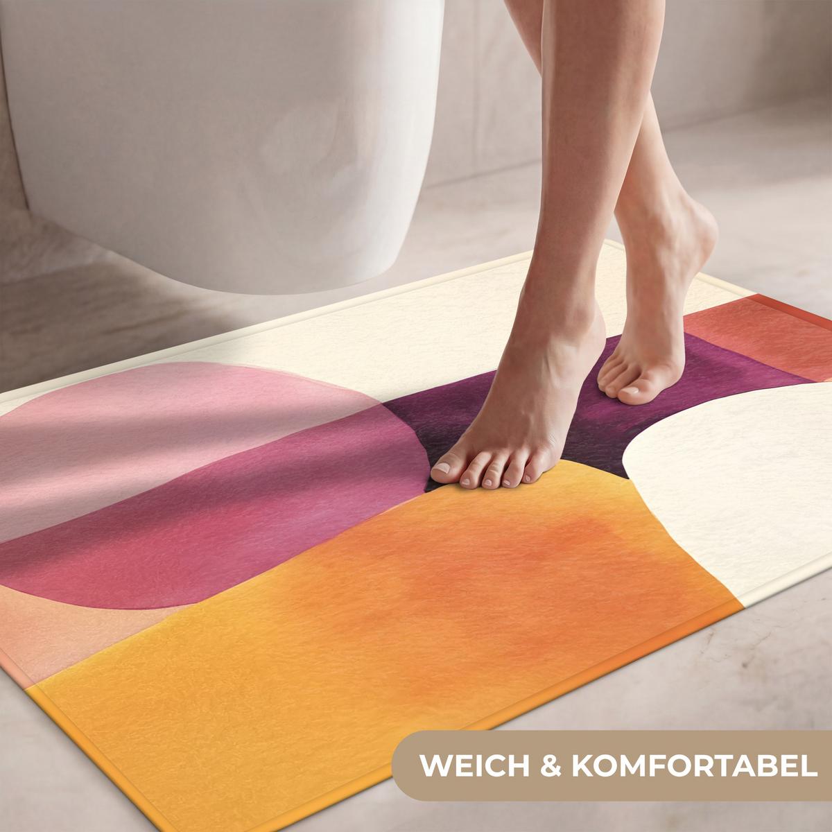 WC-VORLEGER Formen - Abstrakt - Farbenfroh Toilettenteppich 90x60 cm - Terracotta, Textil (90/1cm) - OnlyWow