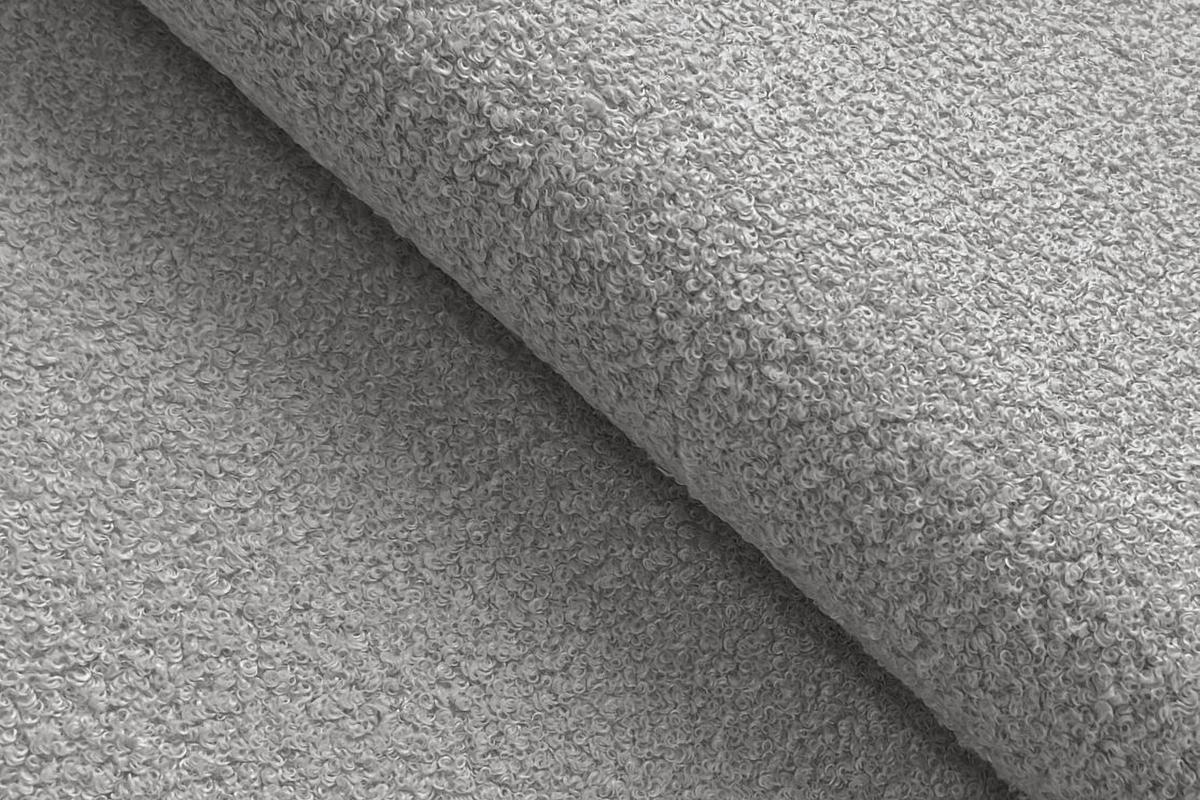 SOFA TAUER 3-Sitzer, Bouclé-Stoff hellgrau - Hellgrau/Schwarz, Holz/Textil (206/84/112cm) - Courtois Laville