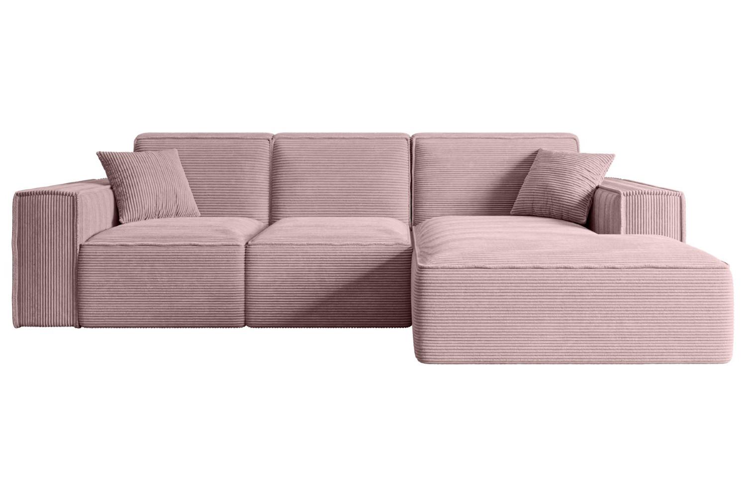 ECKSOFA Ottomane Rechts SERRA-L - 266x169x80 cm Rosa Cord - Schwarz/Rosa, Holzwerkstoff/Kunststoff (266/169cm) - ALTDECOR
