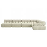 ECKSOFA modulares Sofa Mende-L3 - 380x190x70 cm Beige Velours - Beige, Holzwerkstoff/Textil (380/190cm) - ALTDECOR