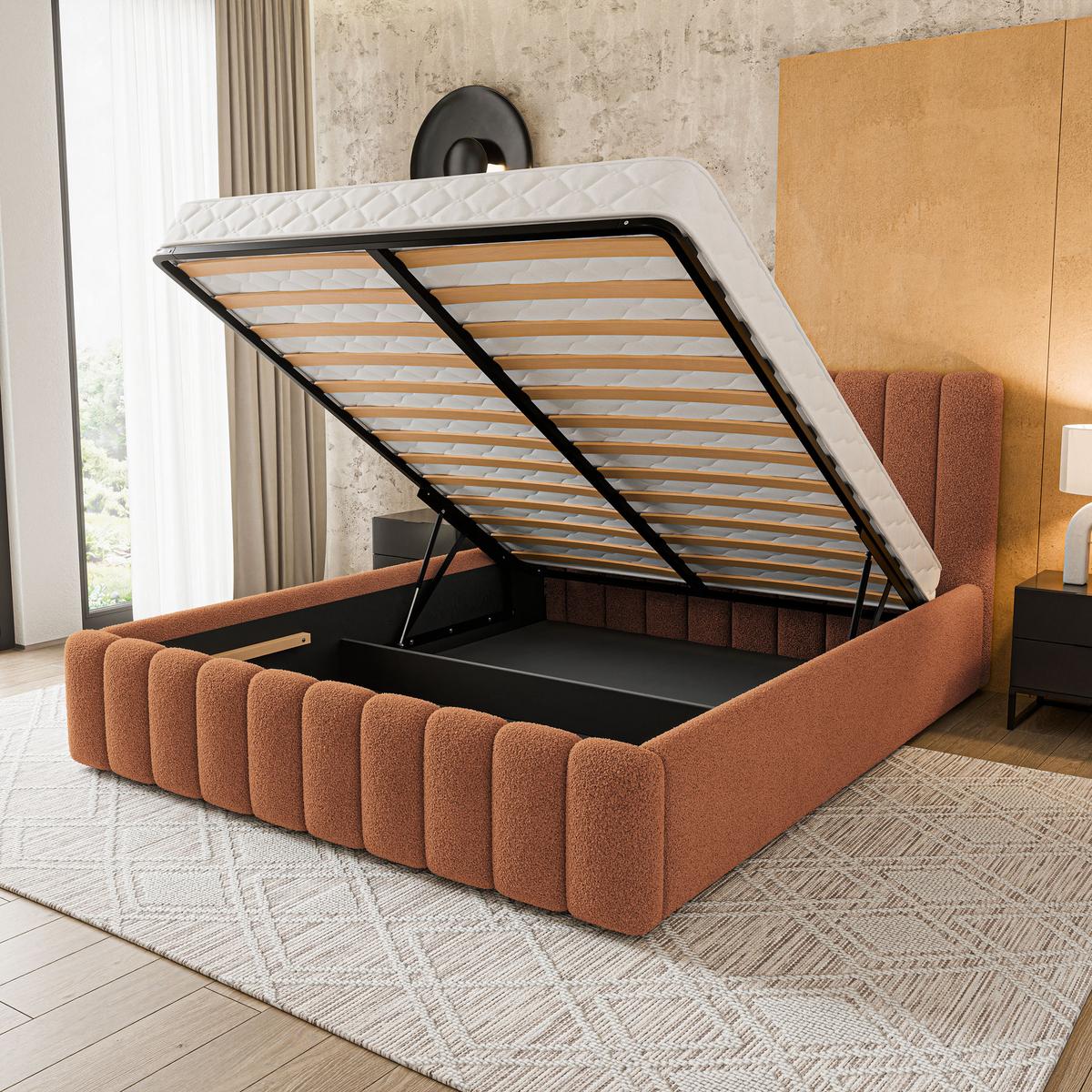 POLSTERBETT DINESE Q 120x200 cm mit Bettkästen - Kupferfarben - Kupferfarben, Holz (120/200cm) - MASSENO