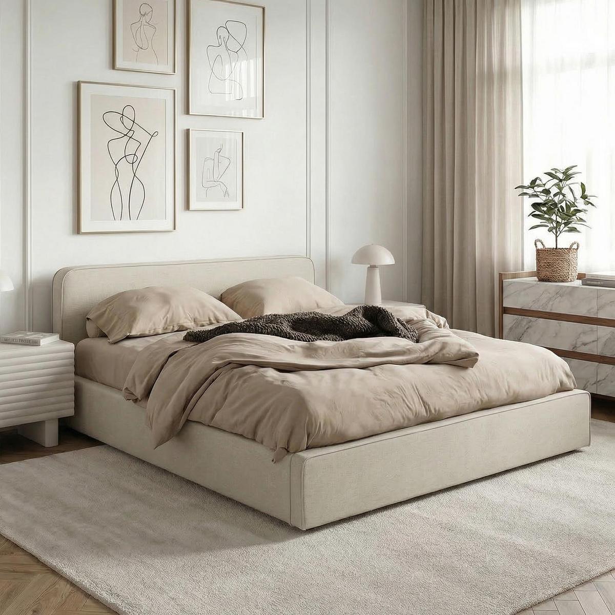 POLSTERBETT MARINI 140X200 CM - Beige, Textil (140/200cm) - IDIMEX
