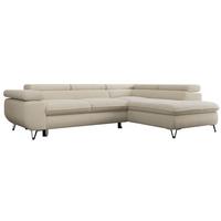 ECKSOFA PEDRO L Beige Boucle - Rechts Seite - Beige/Schwarz, Textil/Metall (273/208cm) - MKS