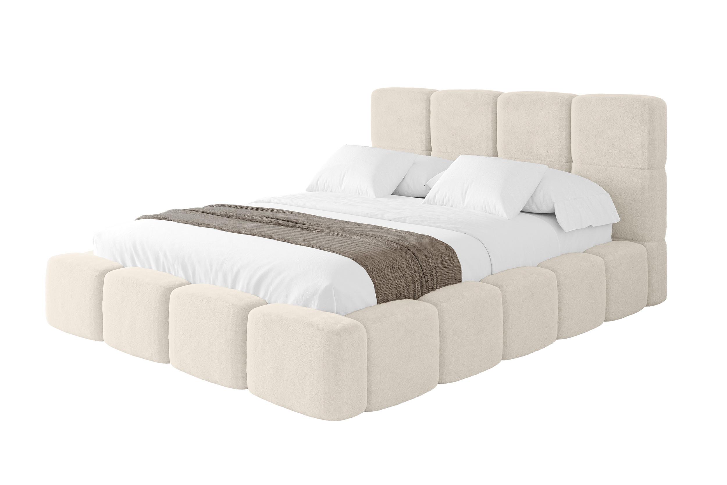 POLSTERBETT mit Bettkasten und Lattenrost mit Kopfteil, Boxbett ohne Matratze, mit Stauraum - NATA 160x200 Hellbeige - Beige, Holzwerkstoff/Textil (160/200cm) - ALTDECOR