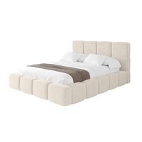 POLSTERBETT mit Bettkasten und Lattenrost mit Kopfteil, Boxbett ohne Matratze, mit Stauraum - NATA 160x200 Hellbeige - Beige, Holzwerkstoff/Textil (160/200cm) - ALTDECOR