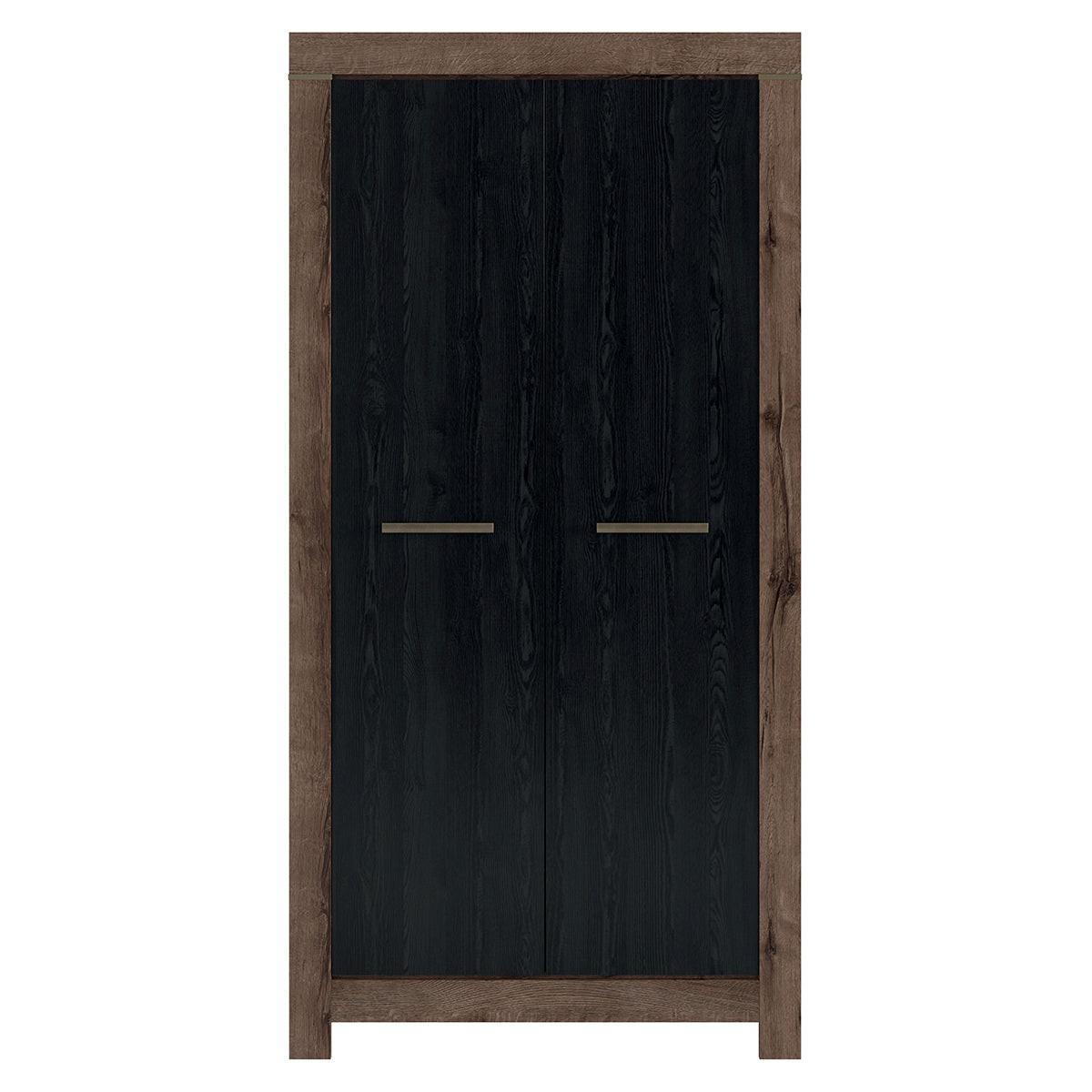 SCHRANK 2 Türen Adam Holz und Schwarz - Schwarz, Holzwerkstoff (98/195/55cm) - Petits-meubles