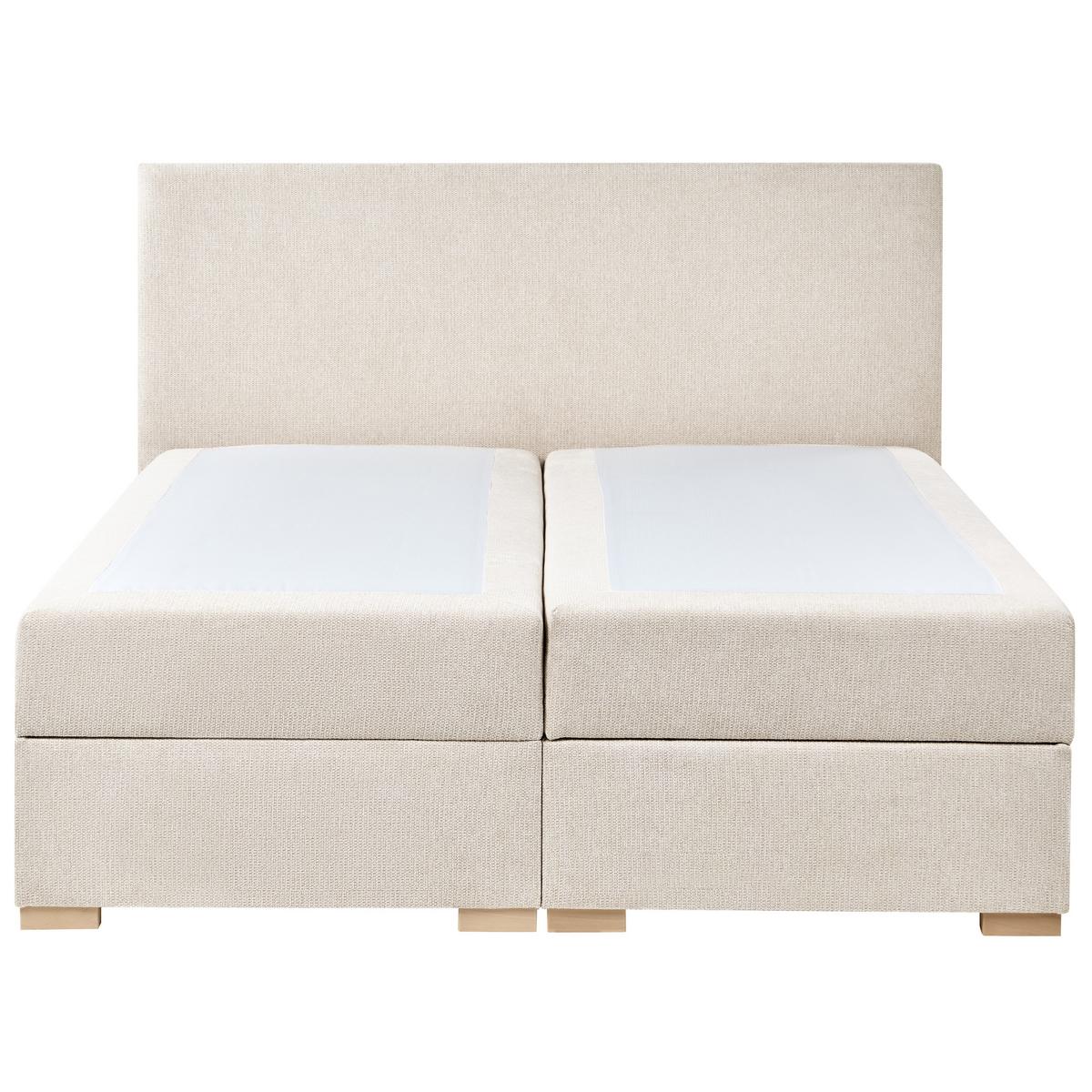 BOXSPRINGBETT mit Stauraum 160/200 cm Stoff Hellbeige Major - Beige, Textil (160/200cm) - Beliani