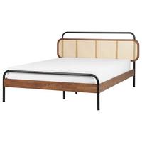 BETT mit Lattenrost 140/200 cm Gummibaumholz Dunkelbraun Boussicourt - Dunkelbraun, Holz (140/200cm) - Beliani