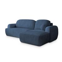ECKSOFA MODENZA P R-S Blau Kordstoff mit Schlaffunktion - Blau/Schwarz, Holz/Kunststoff (266/148cm) - MASSENO
