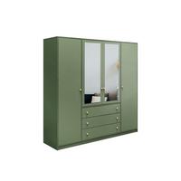 DREHTÜRENSCHRANK GALIO 196/200/57,5 cm 4-türig mit Spiegel Grün - Grün, Holzwerkstoff (196/200/57.5cm) - MASSENO