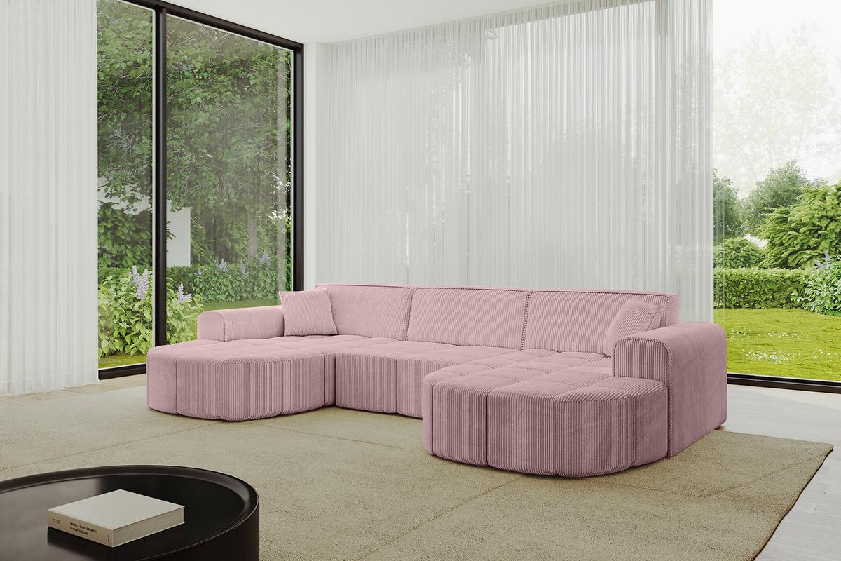WOHNLANDSCHAFT LIVO-U1 - 315x173x79,5 cm Rosa - Rosa, Holzwerkstoff/Textil (315/79/173cm) - ALTDECOR