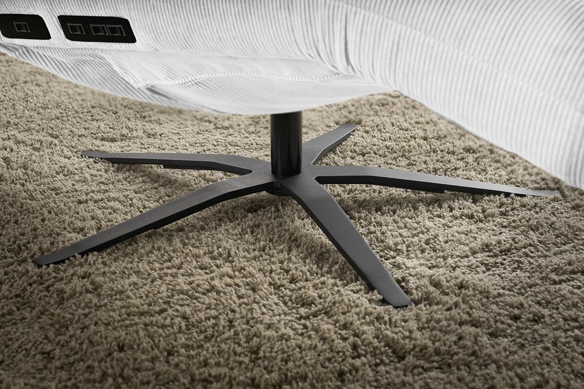 RELAXLIEGE LETICIA Weiß Cord Drehbar (360°), Relaxfunktion - Schwarz/Weiß, Textil/Metall (82/115/156cm) - KAWOLA