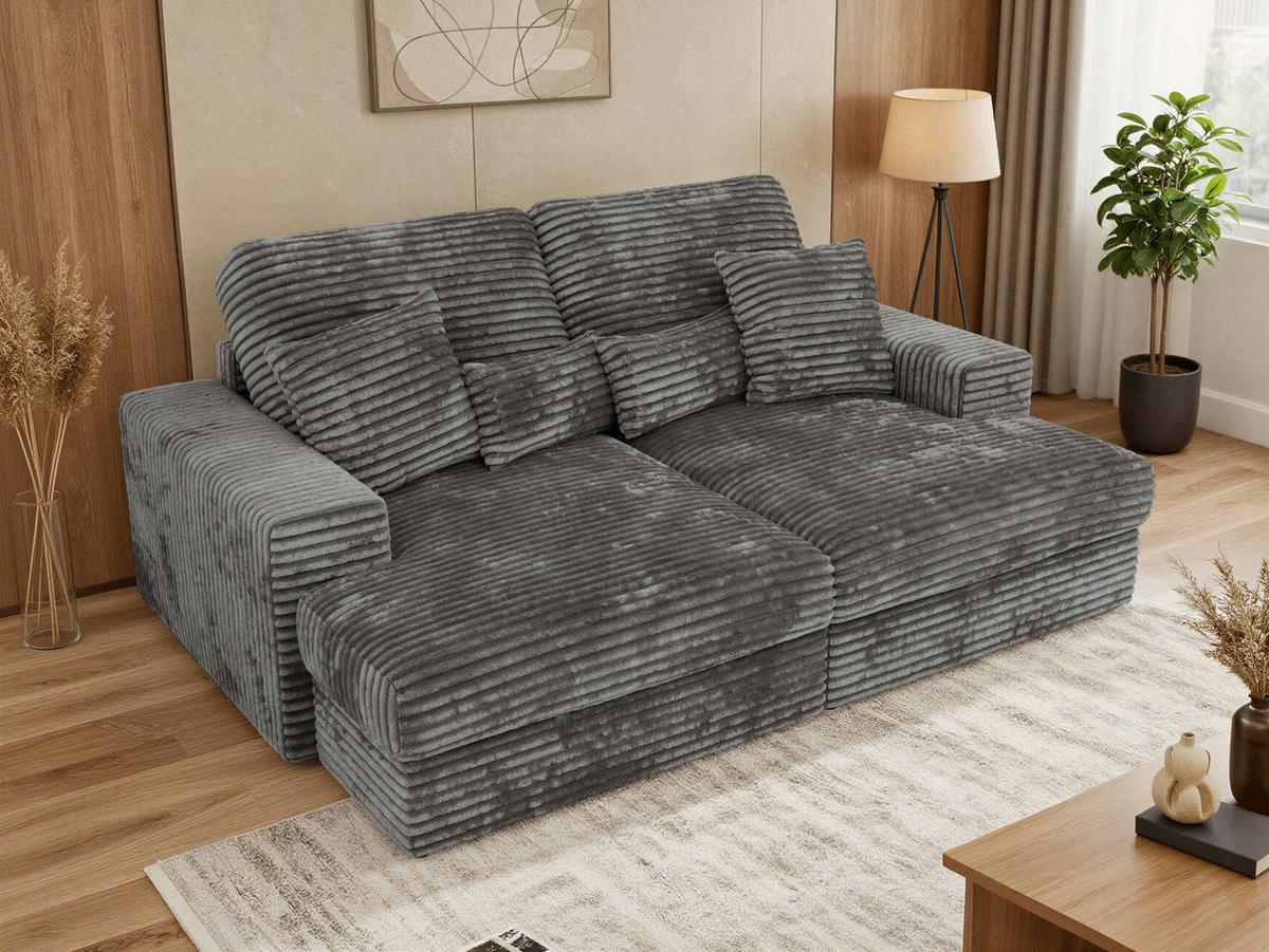 4-SITZER SOFA ANERA - Grau Cord - Schwarz/Grau, Kunststoff/Textil (248/107/163cm) - MKS