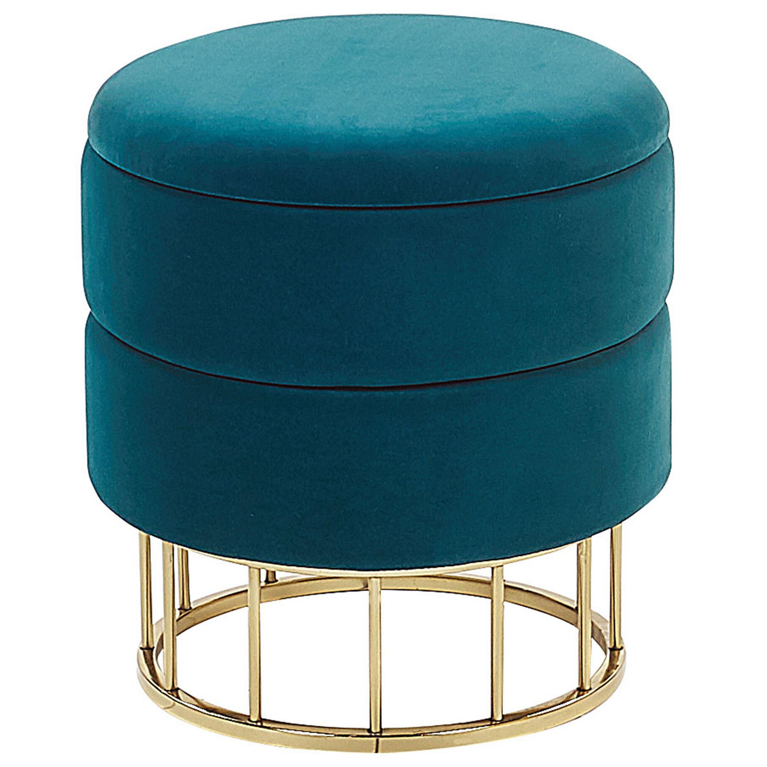 HOCKER Elgin 37/37/42 cm - Blau, Textil (37/42/37cm) - Beliani