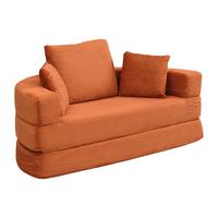 SOFABETT Klappbares Gästebett & Modulares Sofa aus weichem Cord-Stoff - Dunkelorange, Textil (173/40/176cm) - Urban Meuble