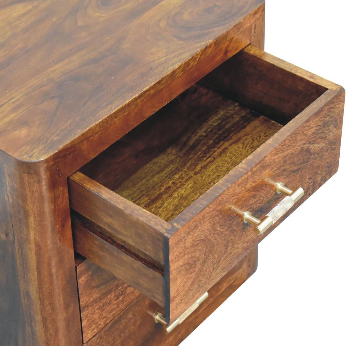 NACHTTISCH Kastanien-Finish, 3 Schubladen, Braun - Braun, Holz (35/45/45cm) - Artisan Furniture