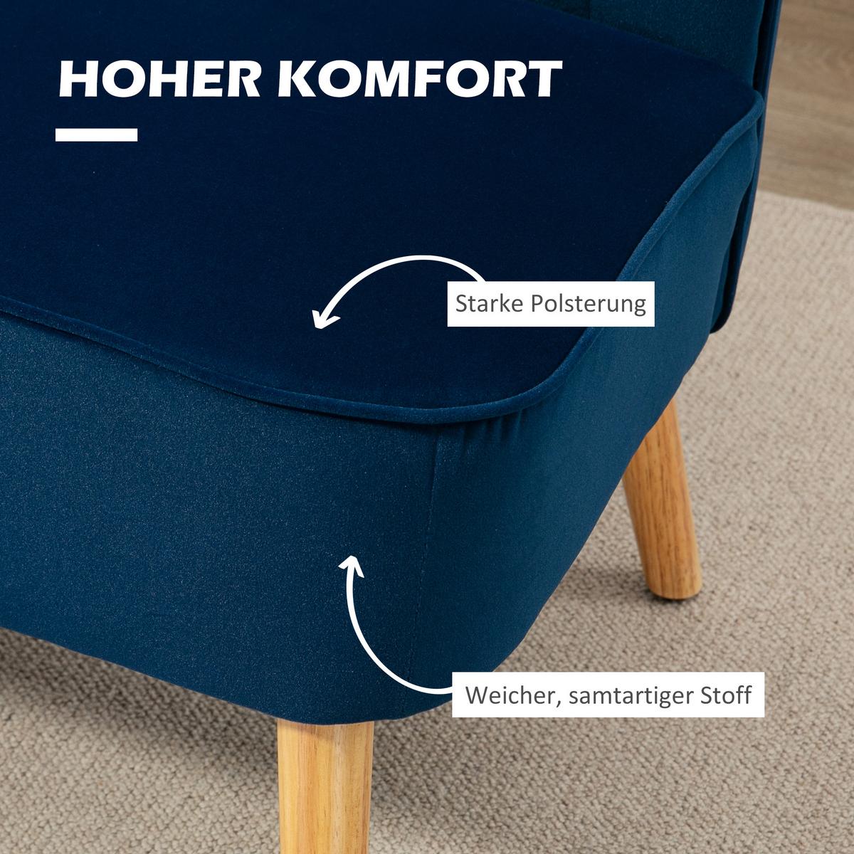 SOFA Polyester Blau - Dunkelblau, Holz/Textil (56.5/77/117cm) - HOMCOM