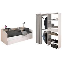 KINDERZIMMER-SET 2-teilig weiß, Jugendzimmer mit Stauraumbett - Weiß, Holzwerkstoff/Metall (203/182/113cm) - Parisot Meuble