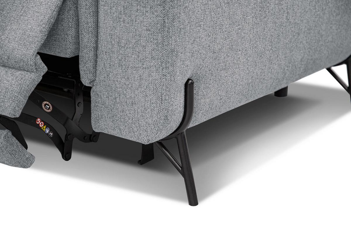 SOFA AVENA 3-Sitzer mit 1 Relaxfunktion, silberfarben - Silberfarben, Holzwerkstoff/Textil (204/80/108cm) - Wozimo