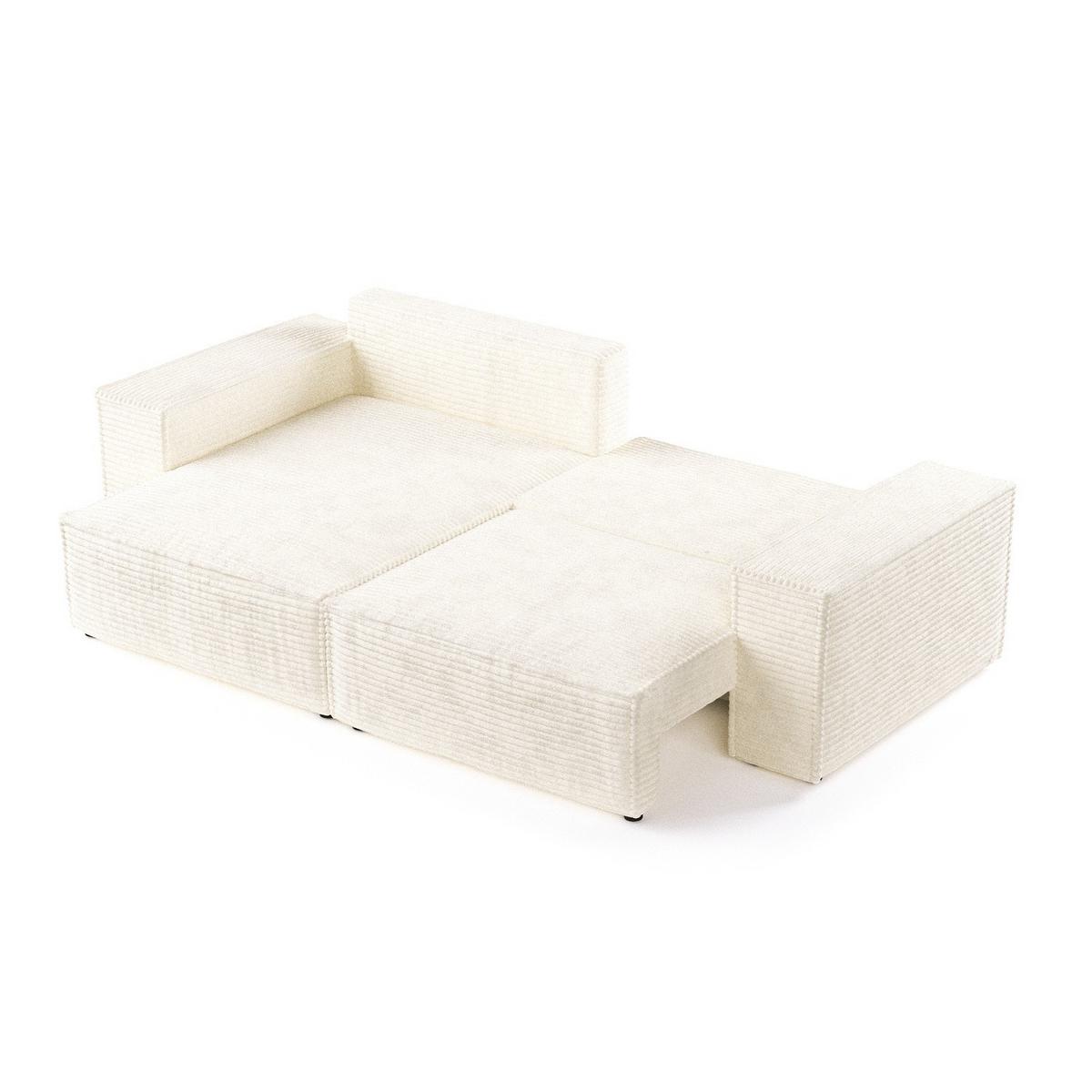 ECKSOFA SENSO mit Schlaffunktion Creme im Tilia Stoff - Creme/Schwarz, Holz/Holzwerkstoff (255/148cm) - AltaBeds