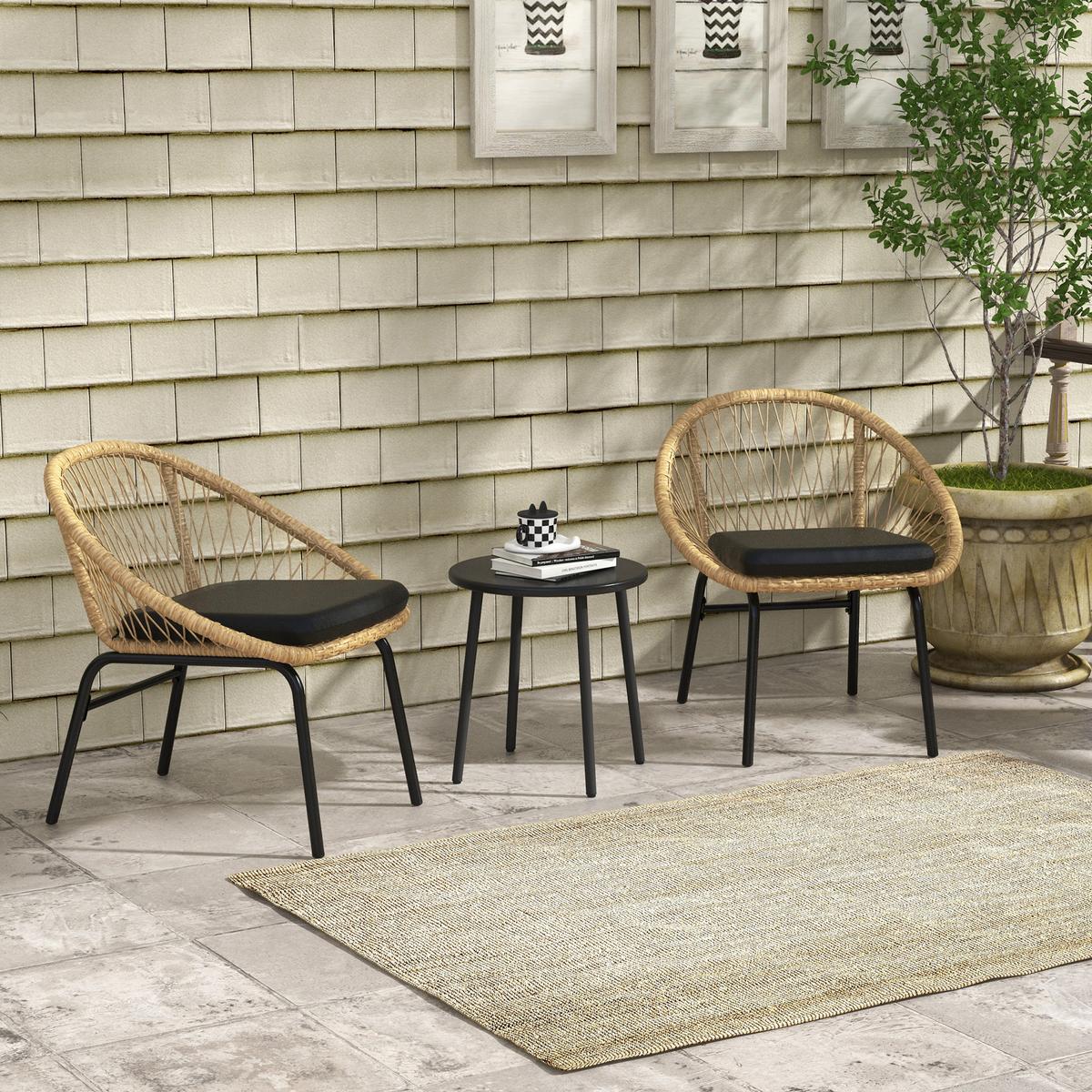 GARTENMÖBEL-SET für Balkon, Terrasse, Polyester, Gelb - Gelb, Kunststoff - Outsunny