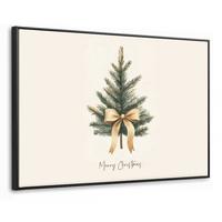 LEINWAND Bilder mit Rahmen - Weihnachtsbaum - Weihnachten - Frohe Weihnachten - Beige - 140x90 - Sandfarben, Textil (140/90cm) - MuchoWow