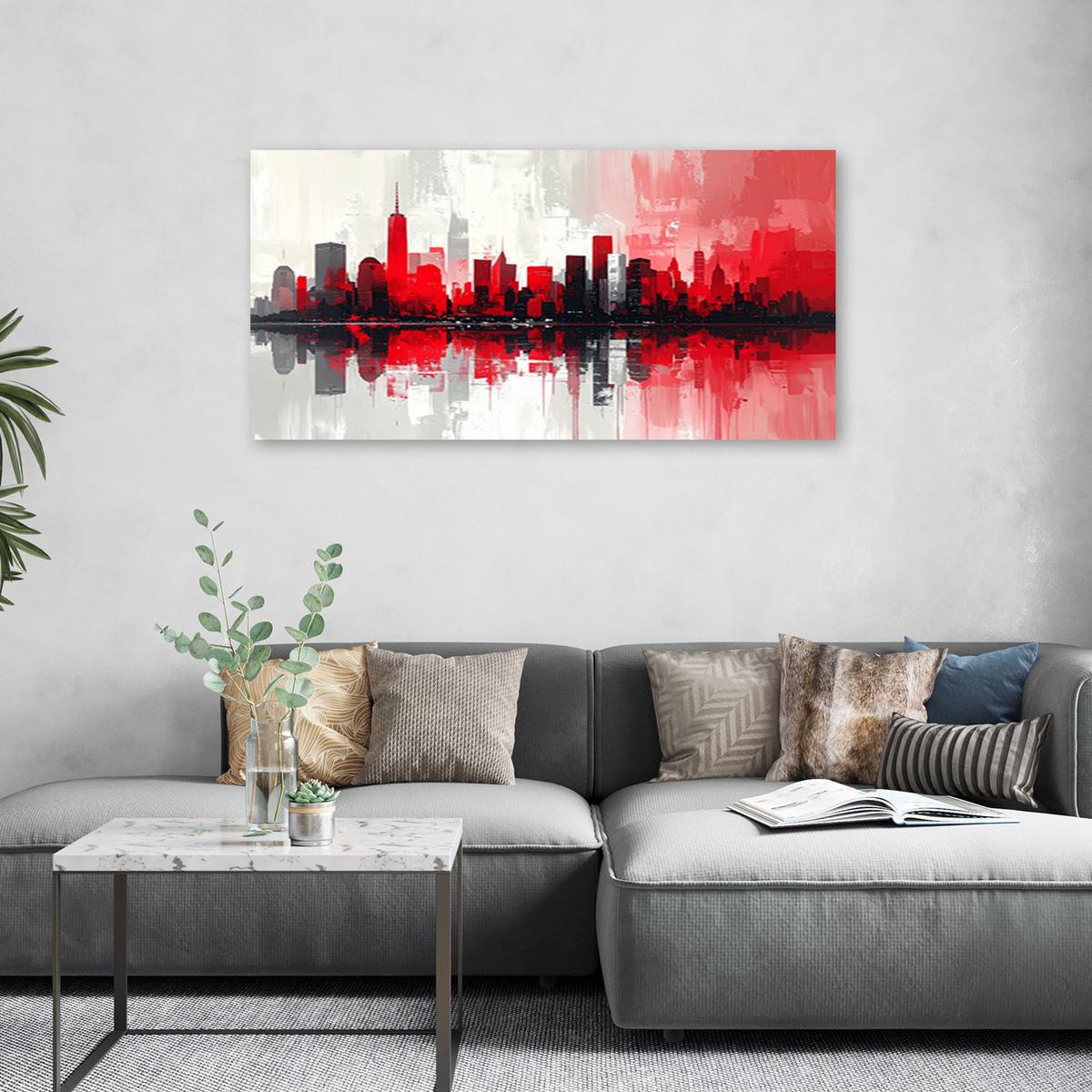 LEINWANDBILD Städte & Architektur 80x40cm - Rot, Textil (80/40cm) - Feeby