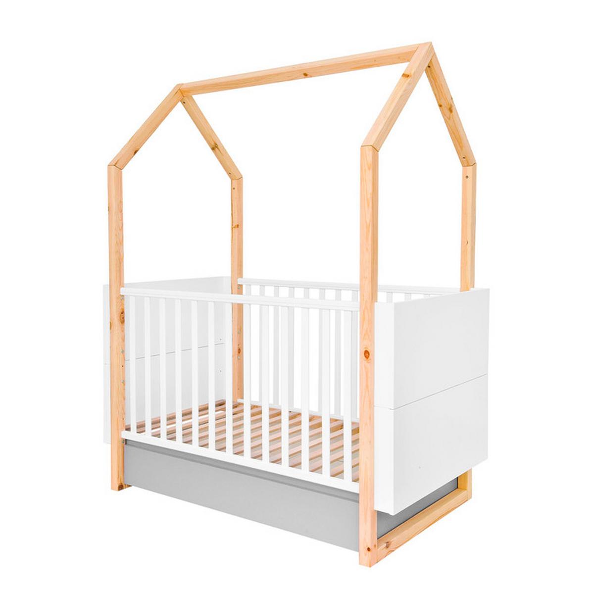 BABYZIMMER 3-teilig Weiß und grau - Weiß, Holzwerkstoff (144/86.5/80cm) - Petits-meubles