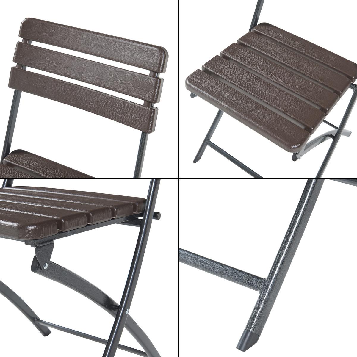 KLAPPSTUHL-SET 2 TLG. Lillestrøm - Dunkelbraun, Kunststoff/Metall (46/81/58cm) - [en.casa]