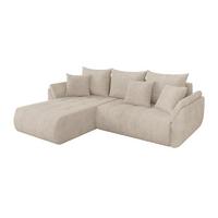 ECKSOFA mit Schlaffunktion Ottomane Links TOKO-L 277x194x86 Beige Cord - Beige/Schwarz, Holzwerkstoff/Kunststoff (277/194cm) - ALTDECOR