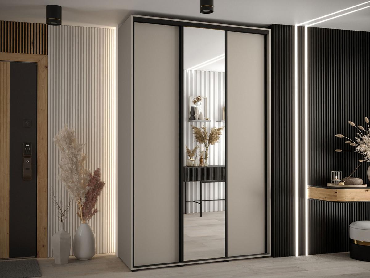 KLEIDERSCHRANK Dakota 3 150 cm - Beige/Schwarz, Holzwerkstoff/Kunststoff (150/235/60cm) - MIRJAN24