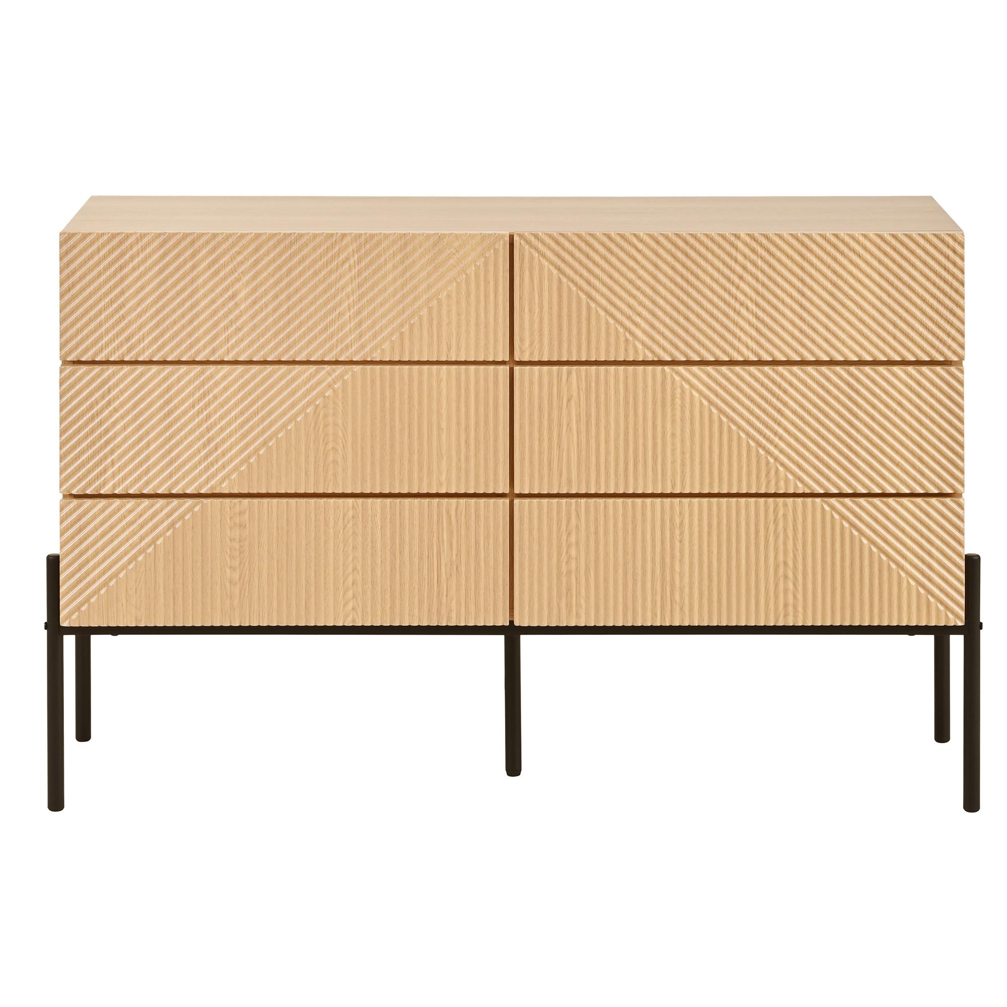 SIDEBOARD natur 3D struktur 6 schubladen 115cm - Naturfarben, Holzwerkstoff (115.5/75/38cm) - Urban Meuble