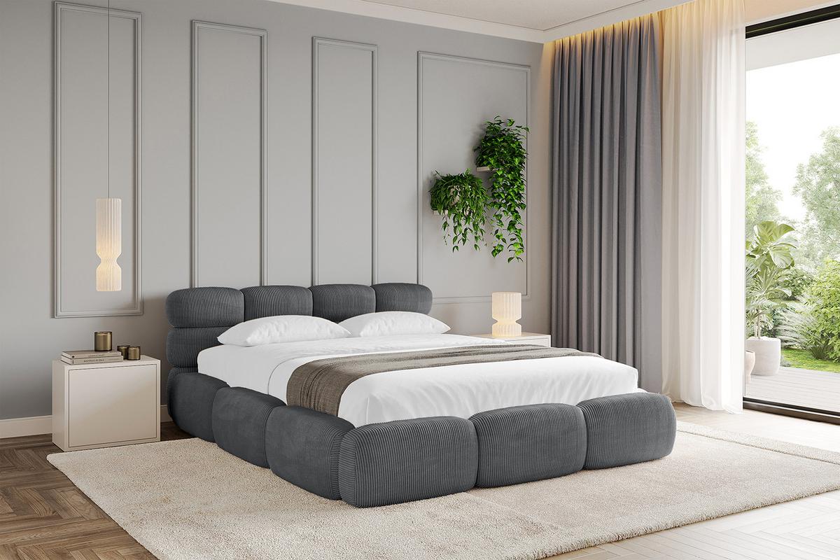 POLSTERBETT mit Bettkasten und Lattenrost, Boxbett ohne Matratze - NOMA 200x200 Dunkelgrau - Dunkelgrau, Holzwerkstoff/Textil (200/200cm) - ALTDECOR