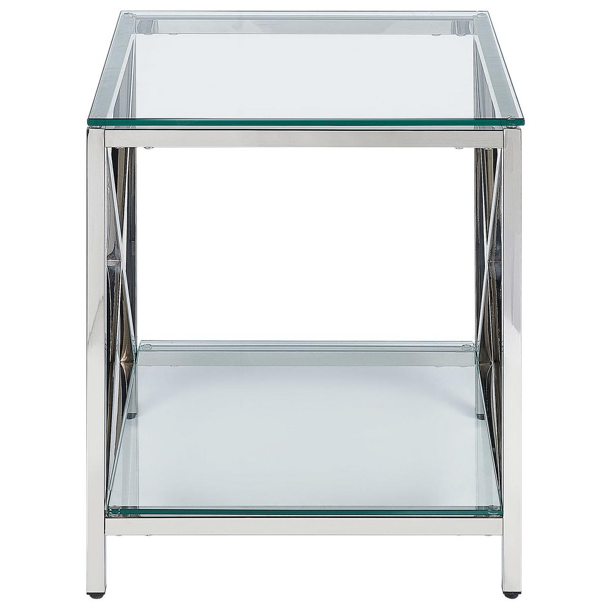 BEISTELLTISCH Glas silber quadratisch 45/45 cm Audet - Transparent/Silberfarben, Glas (45/45/48cm) - Beliani