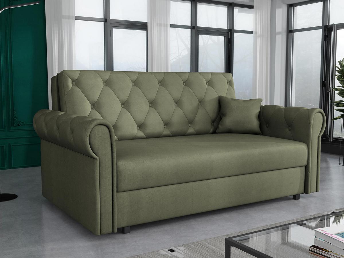 SCHLAFSOFA Viva Roma III - Dunkelgrün/Schwarz, Holz/Textil (168/85/98cm) - MIRJAN24