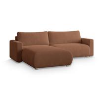 ECKSOFA TURIN N Orange Bucle-Stoff mit Schlaffunktion - Orange/Grau, Holz/Kunststoff (265/183cm) - MASSENO