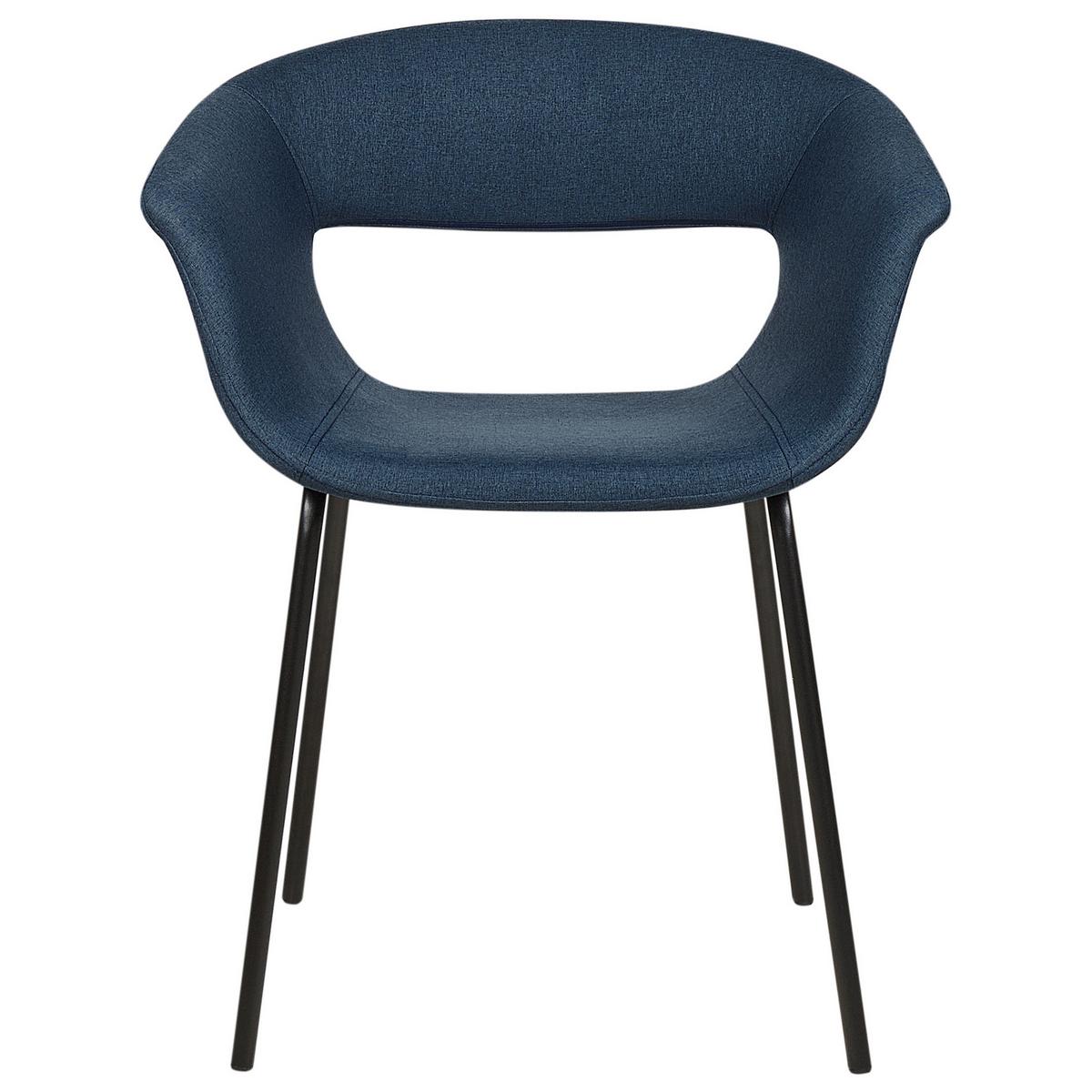 ESSZIMMERSTUHL 2er-Set Stoff dunkelblau/schwarz Elma - Blau/Schwarz, Textil (63/76/50cm) - Beliani