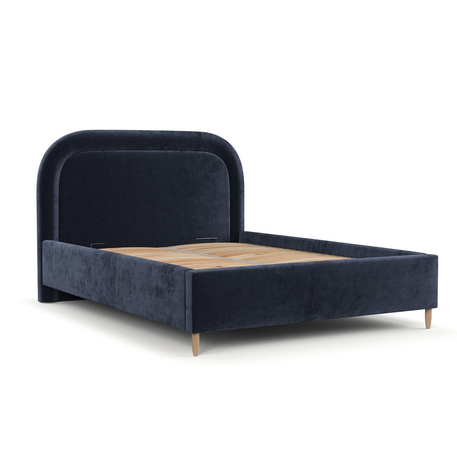 POLSTERBETT Zoya 180/200 cm Marineblau im Lotta Stoff - Naturfarben/Dunkelblau, Holz/Holzwerkstoff (180/200cm) - AltaBeds
