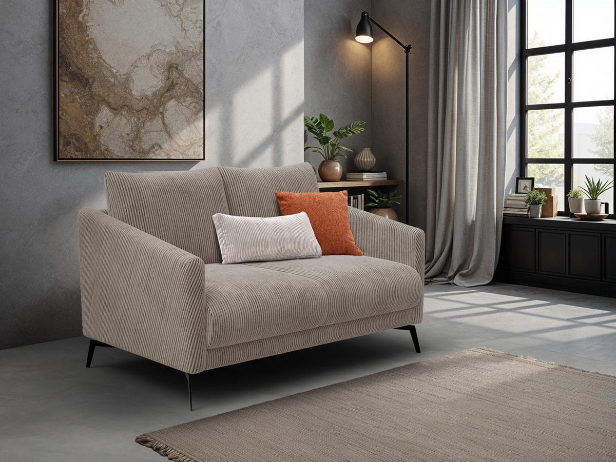 SOFA VILT 2-Sitzer, taupe - Taupe/Schwarz, Holzwerkstoff/Textil (142/89/94cm) - Wozimo