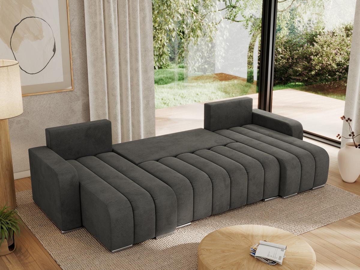 WOHNLANDSCHAFT KIRASSO U Dunkelgrau Velvet - Dunkelgrau/Grau, Textil/Metall (320/86/147cm) - MKS