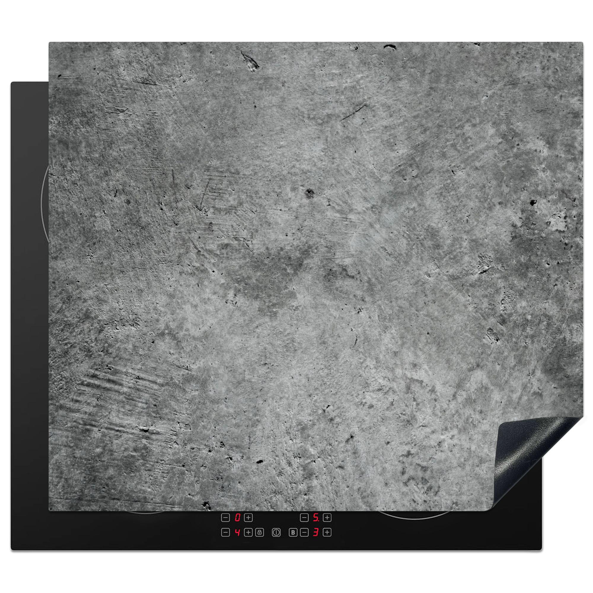 HERDABDECKPLATTE Beton - Schiefer - Grau -Betonstruktur Abdeckung Ceranfeld 58.3x51.3 cm - Grau, Kunststoff (58.3/51.3/0.2cm) - MuchoWow