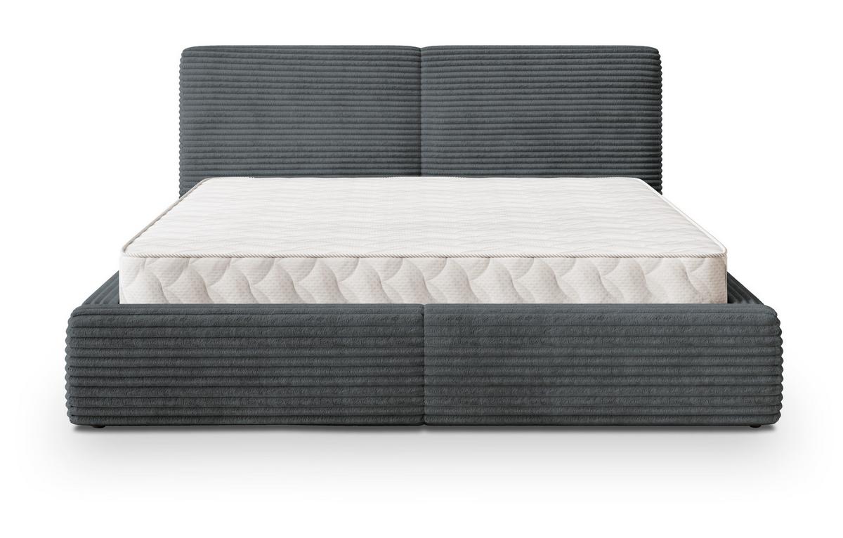 POLSTERBETT FELURO T 200x200 cm mit Bettkästen - Grau - Grau, Holz/Textil - MASSENO