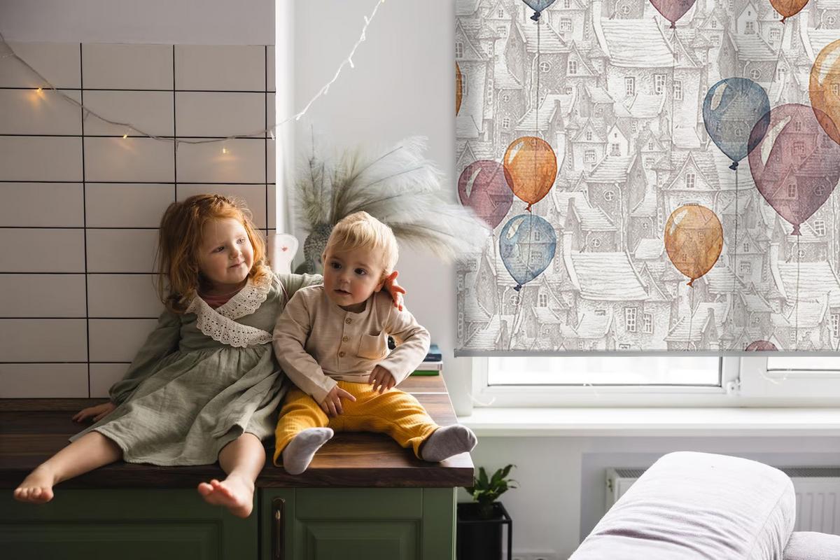 INNENROLLO - Fensterrollo - Rollo - 100x140 cm - Ballons - Orange, Kunststoff (100/140/0.5cm) - TULUP